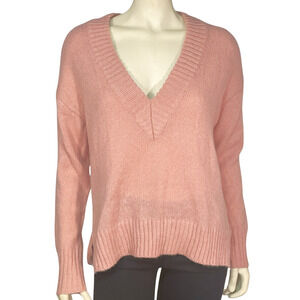 3-FOR-$30 Bar III Sz M Slouchy Sweater Deep V-Neck Pullover Knit Wool Pink New
